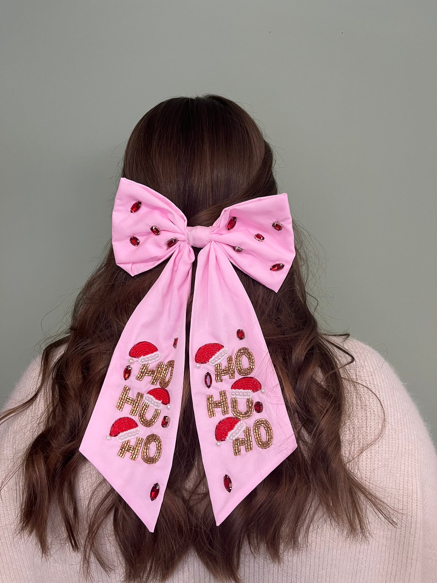 Pink "Ho Ho Ho" Hair Bow