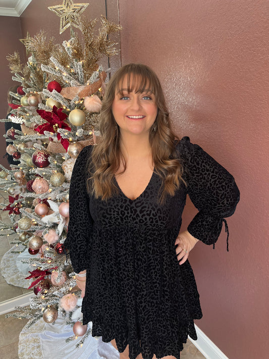 Velvet Leopard Mini Dress