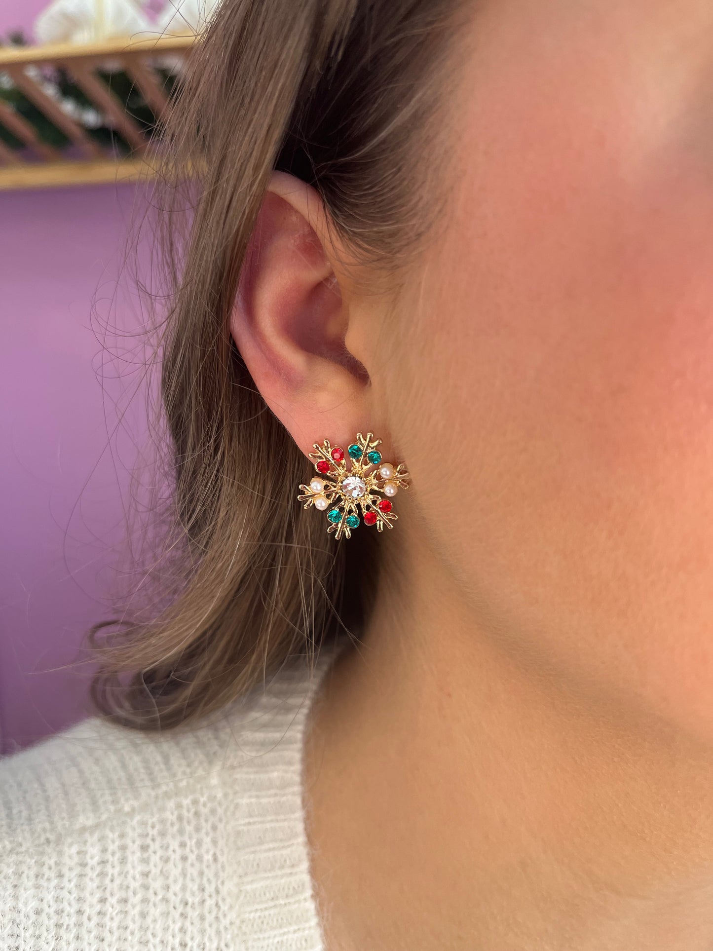 Rhinestone Snowflake Earrings