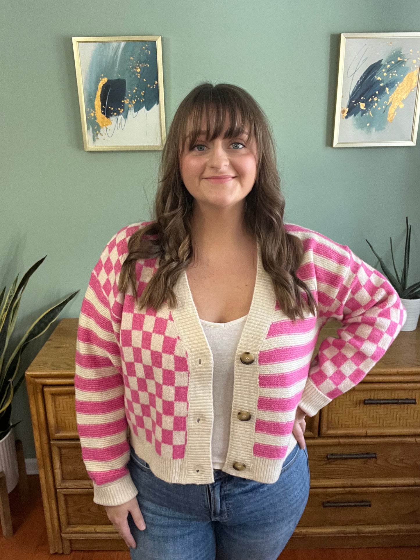 Sweet Stripes & Checks Cardigan