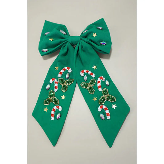 Green Candy Cane Hair Bow