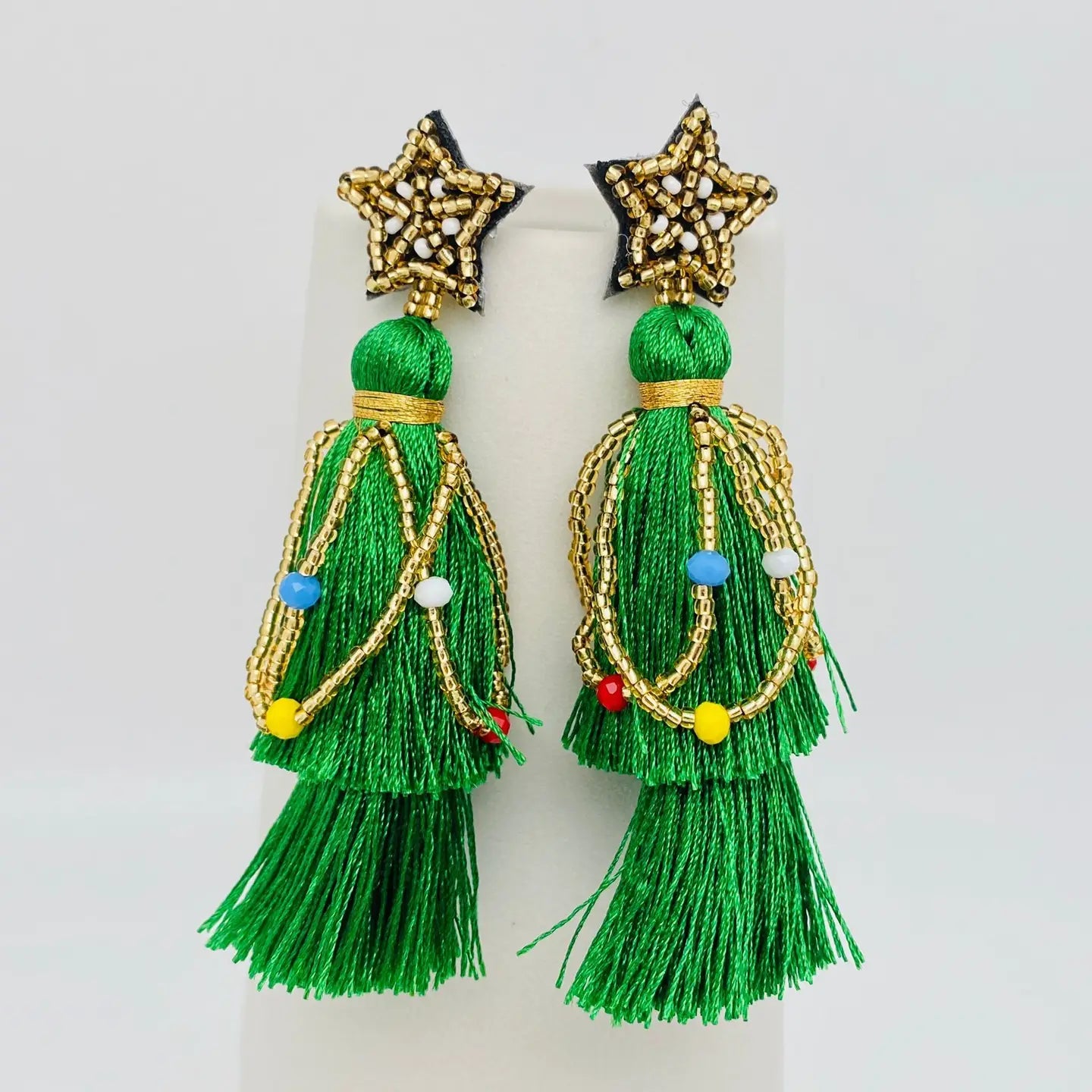 Green Tassel Earrings