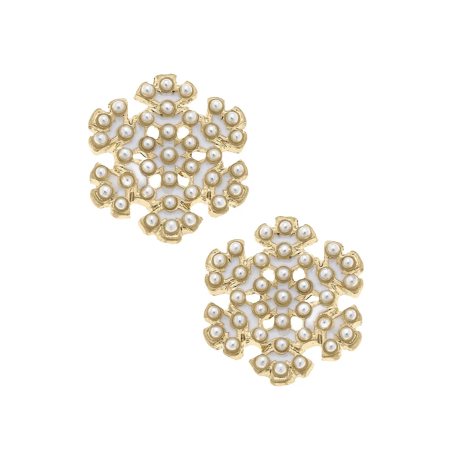 Pearl Snowflake Stud Earrings