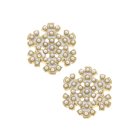 Pearl Snowflake Stud Earrings