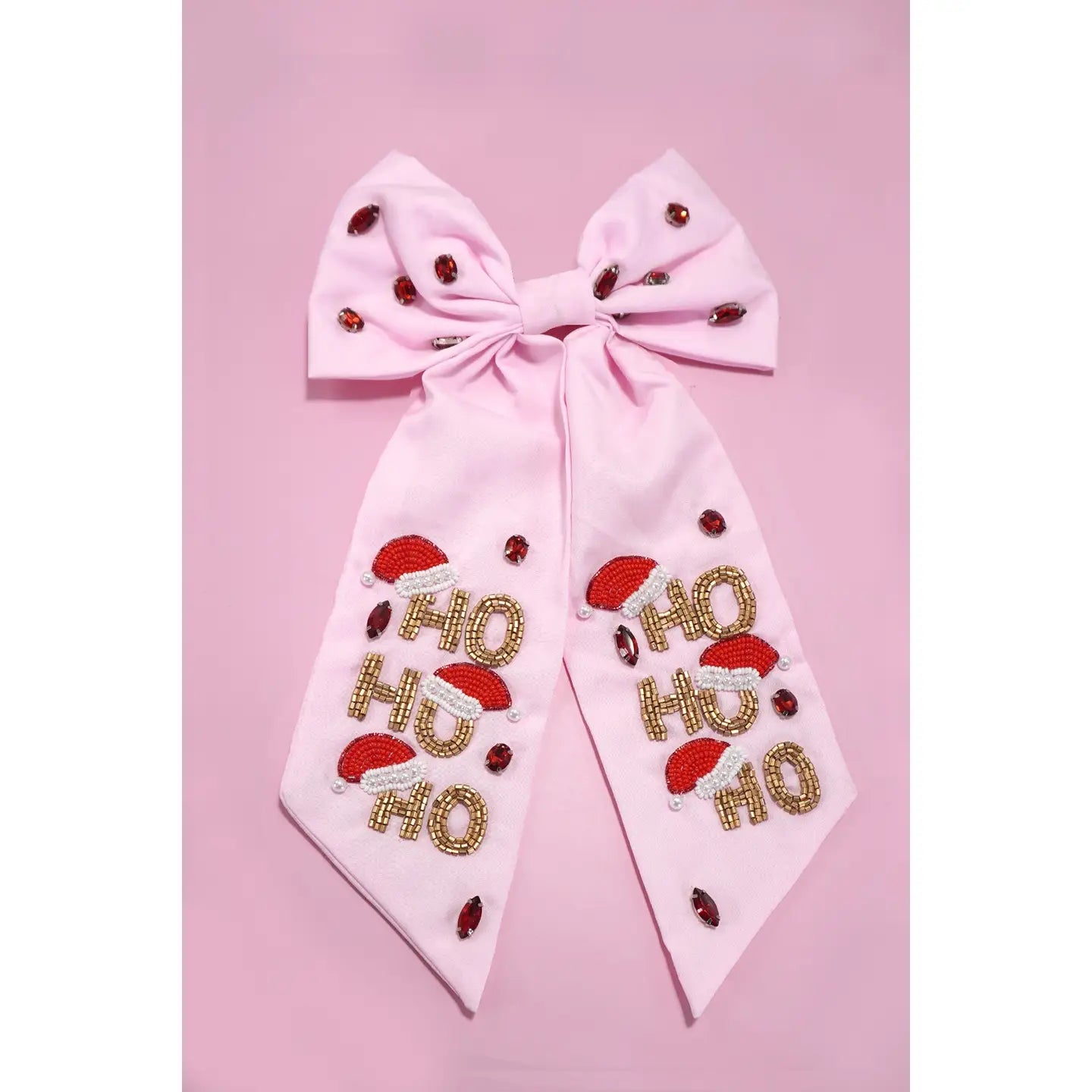 Pink "Ho Ho Ho" Hair Bow